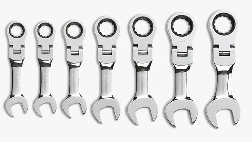 GEARWRENCH 7 Pc. 12 Point Stubby Flex Head Ratcheting Combination SAE Wrench Set - 9570 - MPR Tools & Equipment