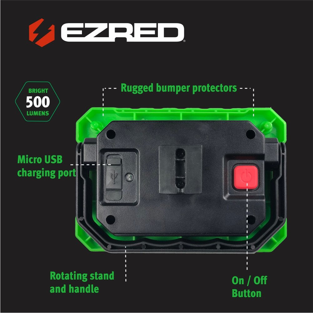EZ Red XLM500-GR 500 Lumen Magnetic Work Light, Green - MPR Tools & Equipment