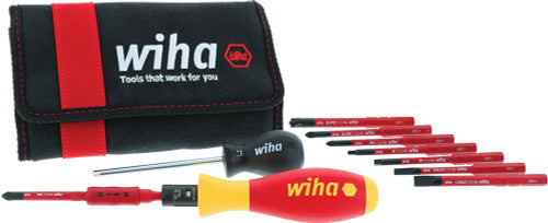 Wiha Tools 28789 11-PC INSULATED TORQUE VARIO-S DRIVER AND SLIMLINE BLADE SET, 10-50 IN-LB, SLOTTED, PHILLIPS, SQUARE, XENO, CERTIFIED TO 1000VAC