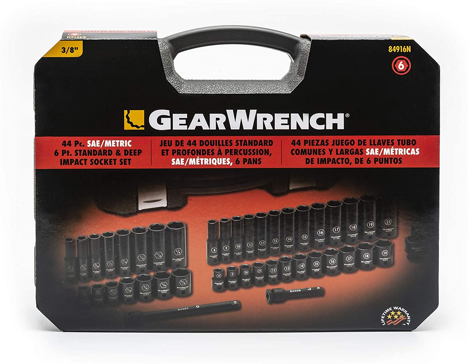 GEARWRENCH 44 Pc. 3/8" Drive 6 Point Standard & Deep Impact SAE/Metric Socket Set - 84916N - MPR Tools & Equipment