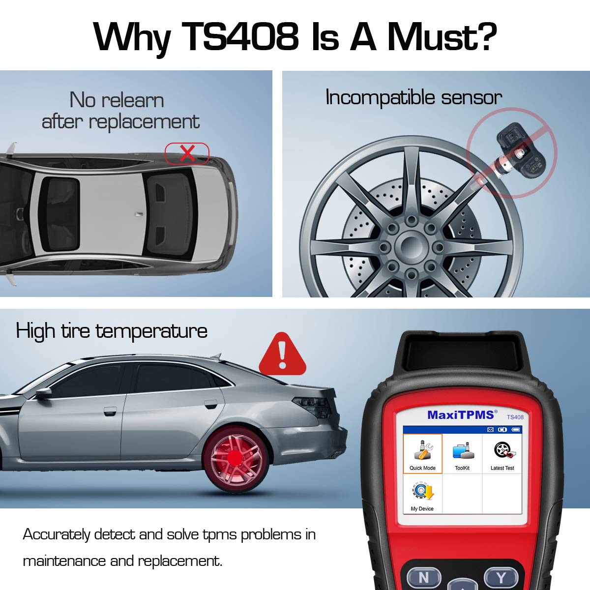 Autel TPMS Relearn Tool TS408. Upgraded Version of TS401. TPMS Reset. Sensor Activation. Program. Key Fob Testing. with Lifetime Update - MPR Tools & Equipment