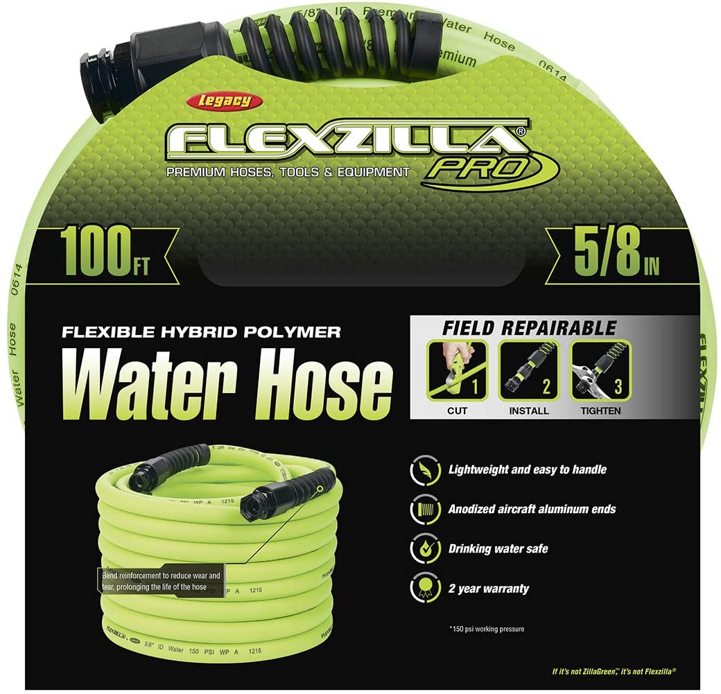 Flexzilla Pro Water Hose with Reusable Fittings. 5/8 in. x 100 ft. Heavy Duty. Lightweight. Drinking Water Safe - HFZWP5100 - MPR Tools & Equipment