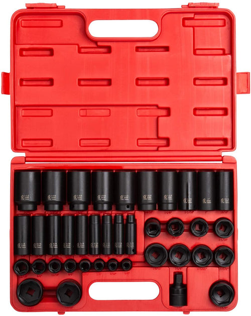 Sunex 2668, 1/2 Inch Drive Master Impact Socket Set, 39-Piece, SAE, 3/8" - 1-1/2", Standard/Deep, Cr-Mo Steel, Heavy Duty Storage Case, Includes Universal Joint - MPR Tools & Equipment