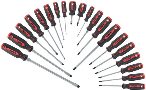 Sunex 1120SS. Combination Screwdriver Set. 20Piece. Cabinet. Slotted. Philips. Torx. Flaking & Abrasion Resistant. Enhanced Durability. Comfortable Handle. Quick Reference. Bolster. Storage T