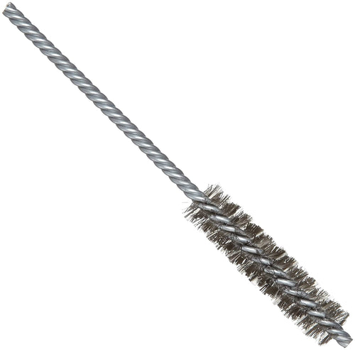 Weiler 21106 0.004" Wire Size. 1/2" Diameter. 5" Length. Steel Bristles. Double Stem Double Spiral Power Tube Brush - MPR Tools & Equipment
