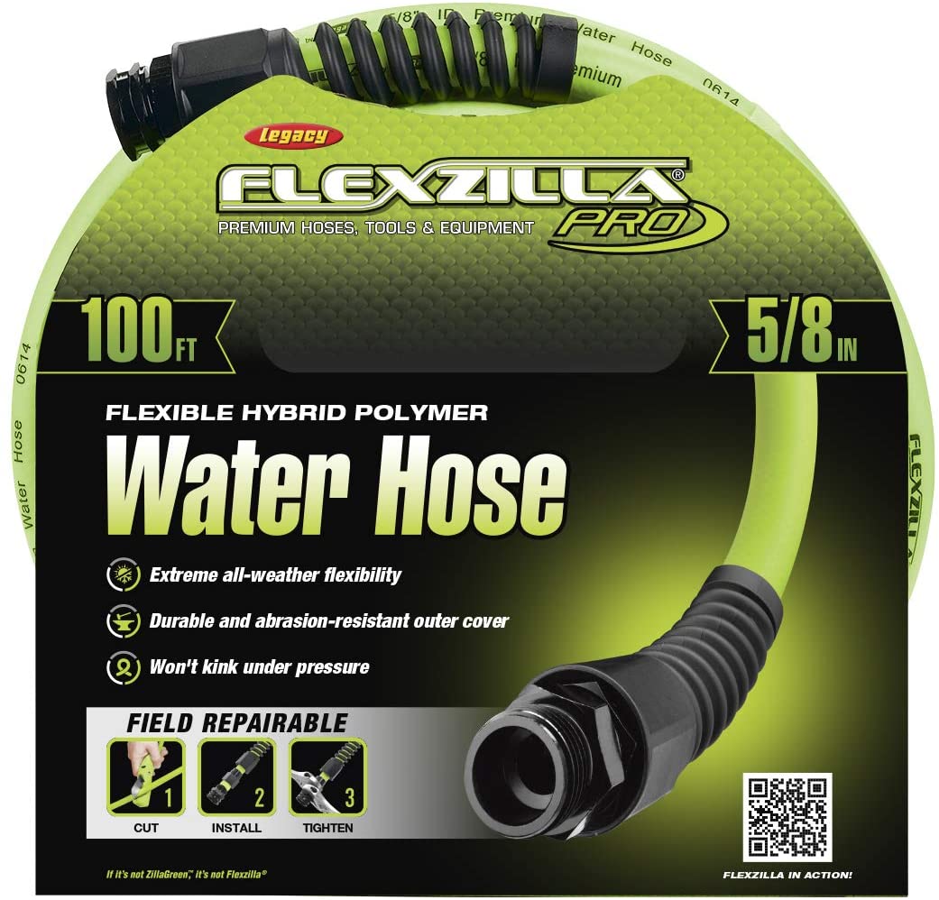 Legacy Flexzilla 5/8 x 100' Heavy Duty Lightweight Drinking Water Garden Hose, Green