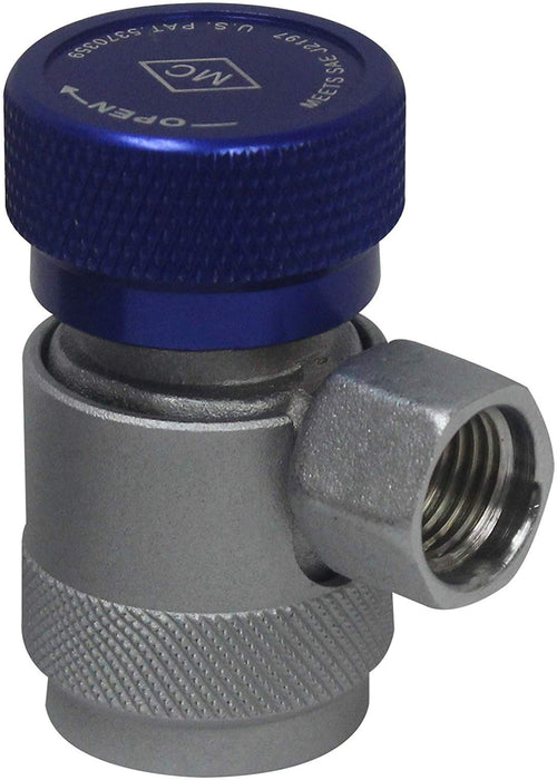 Mastercool 82934-SL Blue/Silver 14mm-F x 13mm Low-Side Manual R134a Safety Lock Coupler - MPR Tools & Equipment