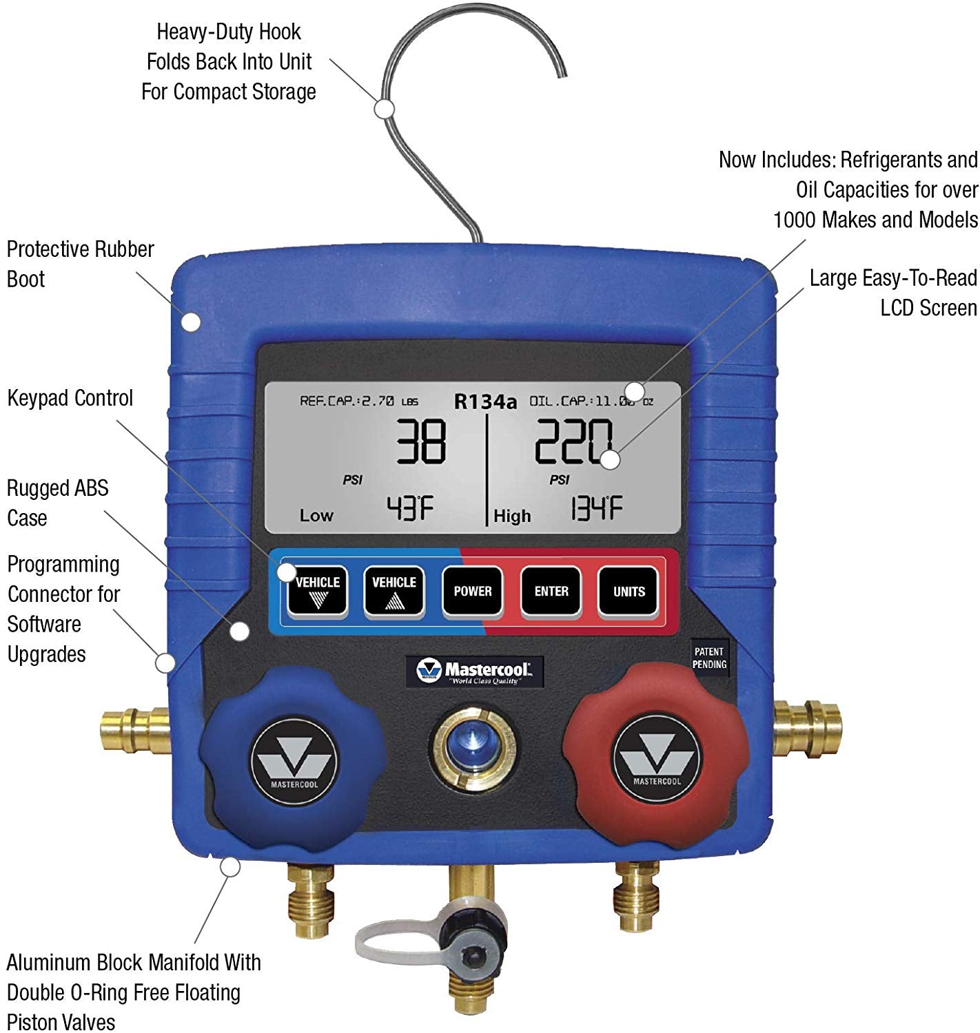 MASTERCOOL Blue 99872-A R134a Digital Manifold - MPR Tools & Equipment