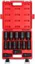 Sunex 4638, 3/4 Inch Drive Deep Impact Socket Set, 14-Piece, SAE, 3/4" - 1-5/8", Cr-Mo Alloy Steel, Radius Corner Design, Dual Size Markings, Heavy Duty Storage Case - MPR Tools & Equipment
