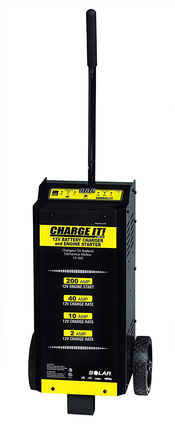 SOLAR CHARGE IT! 4735 Wheeled Battery Charger 40/20/5/200 Amp. 6/12 Volt - MPR Tools & Equipment