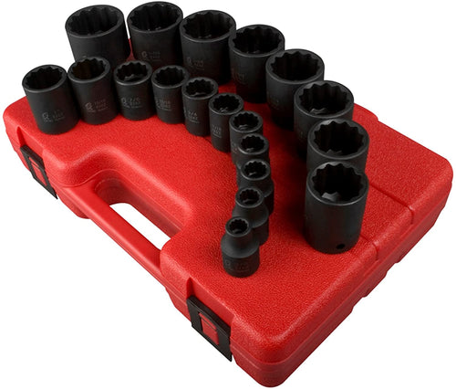 Sunex 2819 1/2-Inch Drive 12-Point SAE Impact Socket Set, 19 Piece - MPR Tools & Equipment