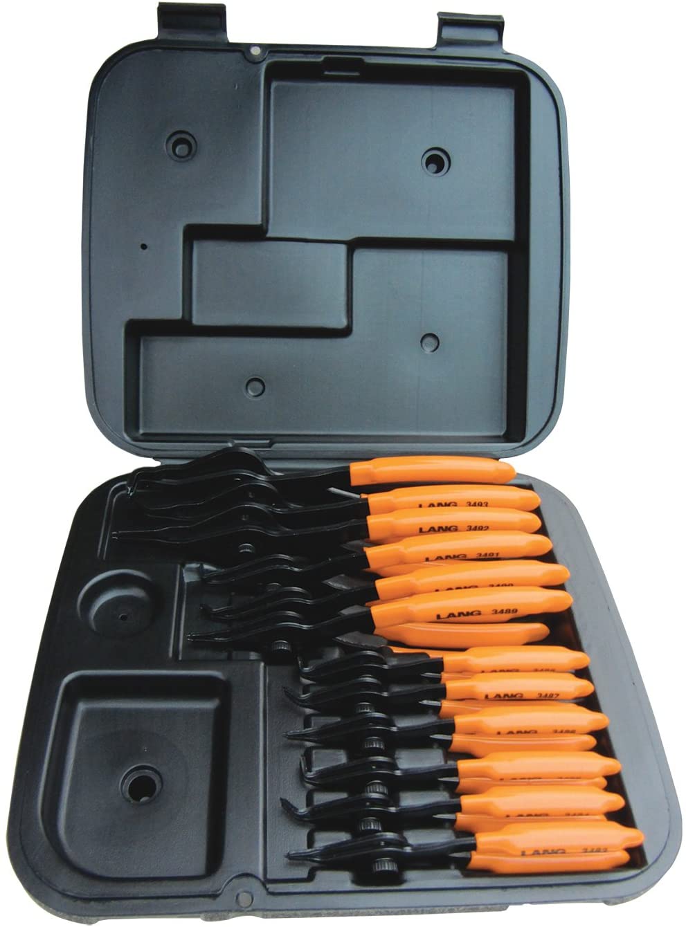 Lang Tools (3495) 12-Piece Fixed Tip Combination Internal/External Snap Ring Pliers Set - MPR Tools & Equipment