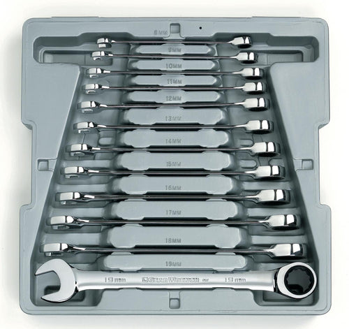 GEARWRENCH 12 Pc. 12 Point Ratcheting Combination Metric Wrench Set - 9412 - MPR Tools & Equipment