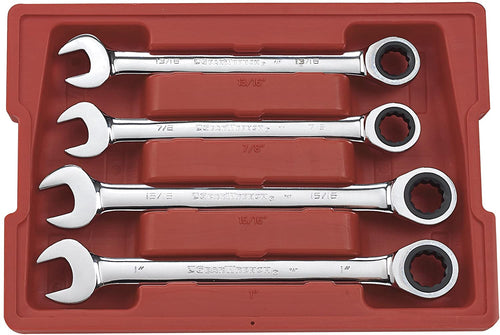 GEARWRENCH 4 Pc. 12 Point Ratcheting Combination SAE Wrench Set - 9309D.Chrome - MPR Tools & Equipment