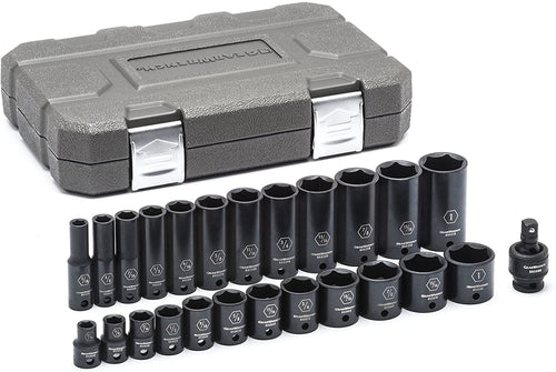 GEARWRENCH 25 Pc. 3/8" Drive 6 Point Standard & Deep Impact SAE Socket Set - 84919N, Black - MPR Tools & Equipment