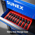 Sunex 2695, ½ Inch Drive Driveline Limited Clearance Socket Set, 12-Point, 9-Piece, Metric, 8mm-17mm, Cr-Mo Steel, Heavy Duty Storage Case - MPR Tools & Equipment