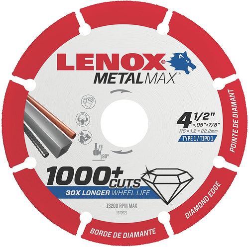 LENOX Tools Cutting Wheel. Diamond Edge. 4-1/2-Inch (1972921) - MPR Tools & Equipment