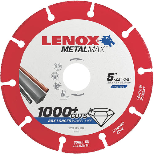 Lenox Tools 1972922 METALMAX Diamond Edge Cutoff Wheel. 5" x 7/8" - MPR Tools & Equipment