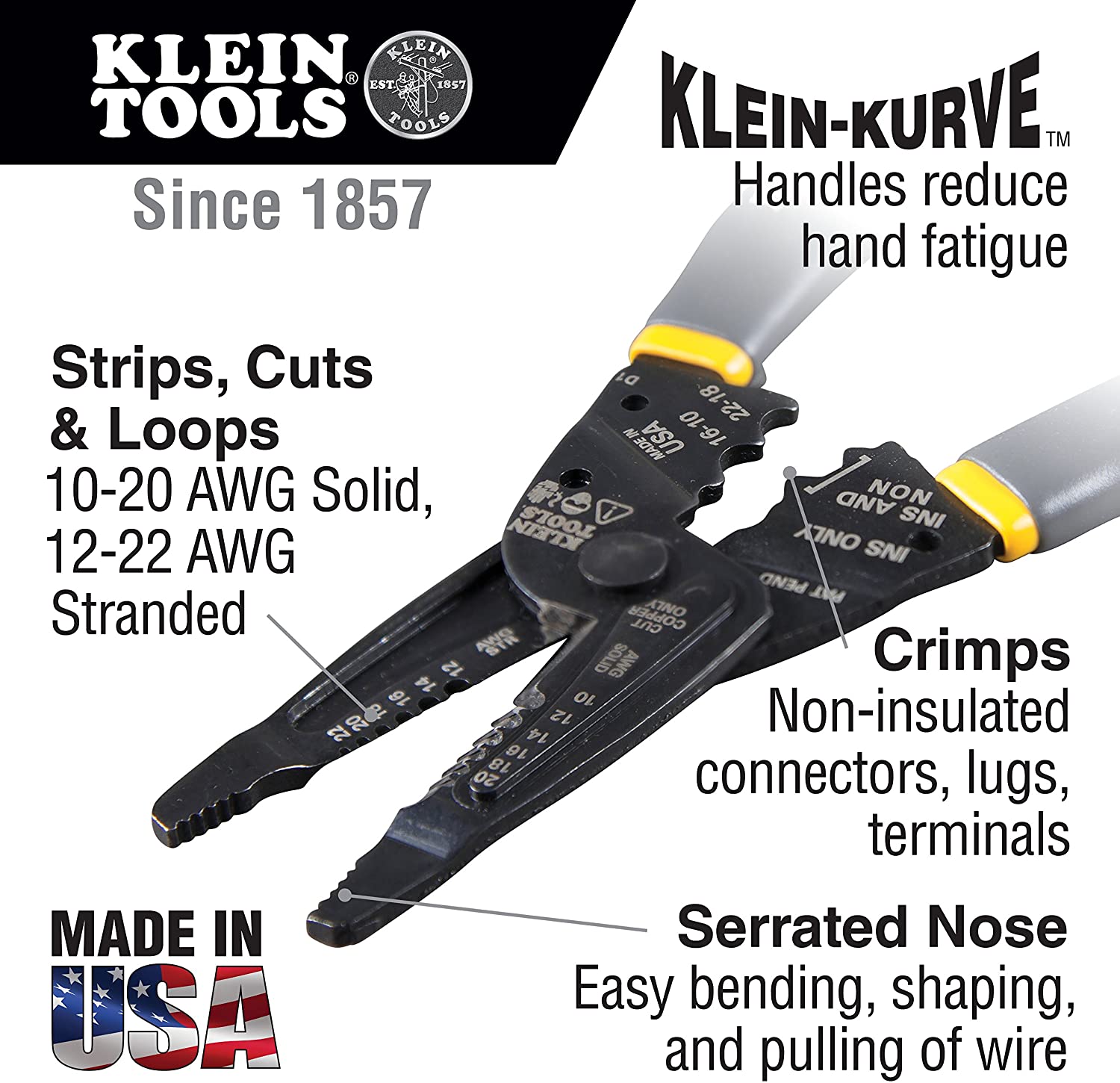 Long Nose Pliers for Wire Crimping. Cutting and Stripping Klein Tools 1009 - MPR Tools & Equipment