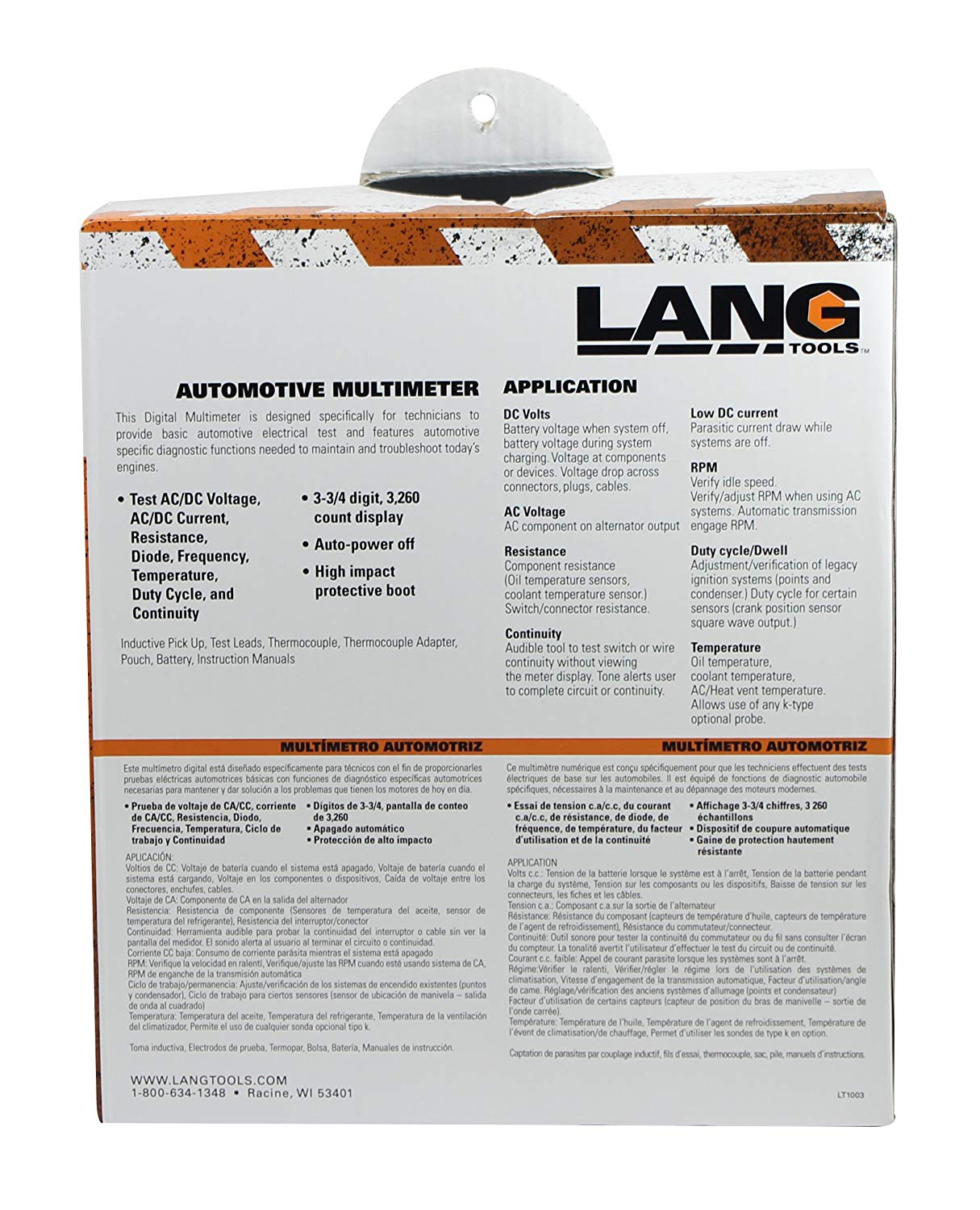 Lang Tools 13803 Automotive Digital Multimeter - MPR Tools & Equipment
