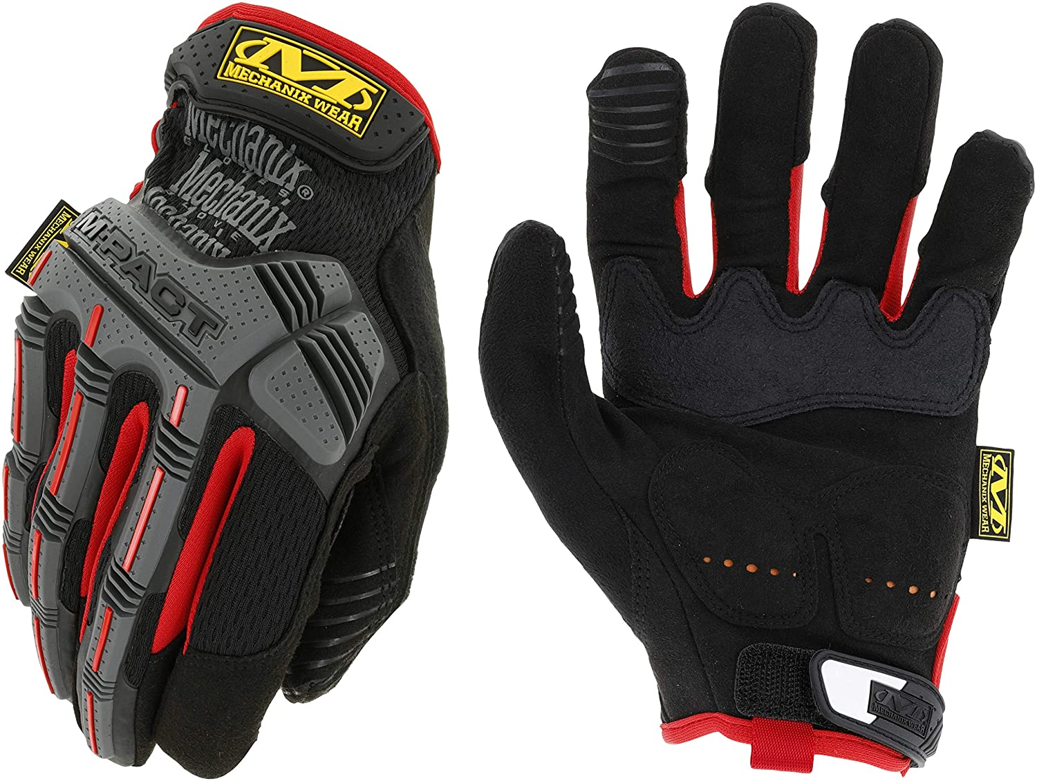 Mechanix Wear MPT-52-009 - M-Pact Gloves (Medium, Black/Red) - MPR Tools & Equipment