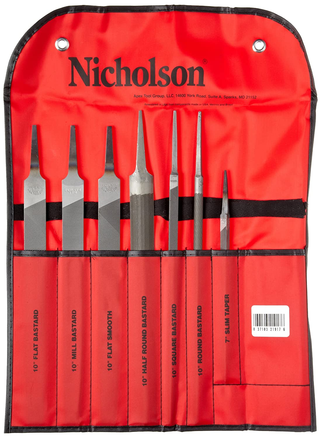 Nicholson 7 Piece Machinist Hand File Set. American Pattern. 6" Length - MPR Tools & Equipment
