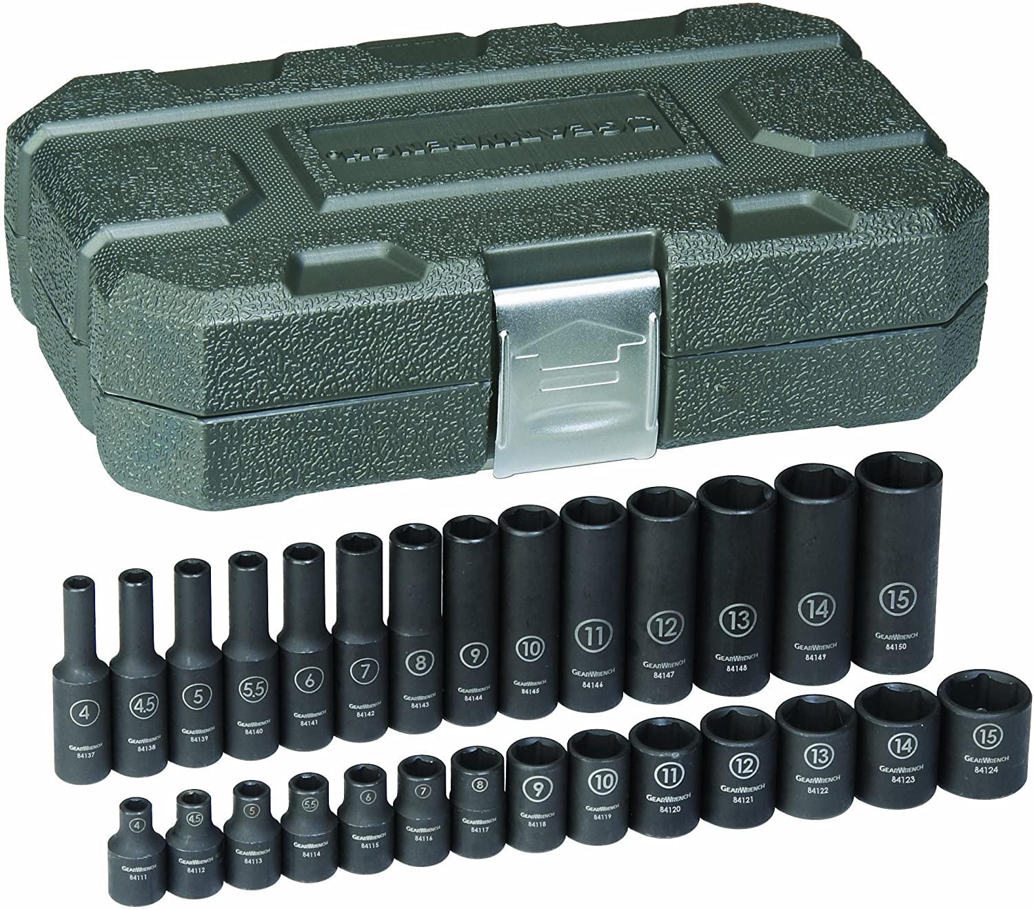 GearWrench 84901 1/4-Inch Drive Impact Socket Set Metric, 28-Piece - MPR Tools & Equipment
