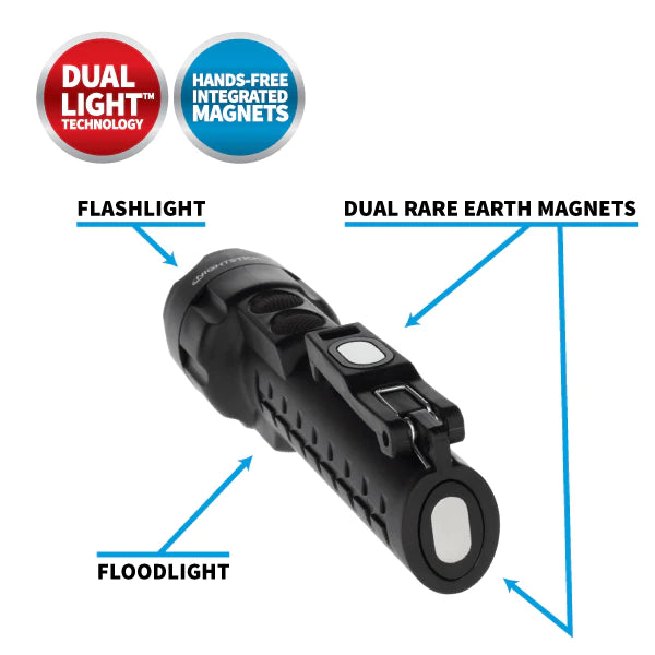 Bayco Nightstick NSP-2422B Dual-Light Black Flashlight with Dual Magnets - MPR Tools & Equipment