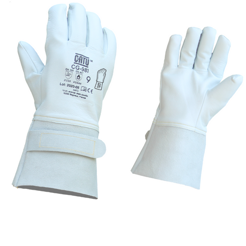 CATU CG-981-09 12.5" Long Leather Overgloves for Low Voltage Insulating Gloves, Class 00 & 0, Size 9 - MPR Tools & Equipment