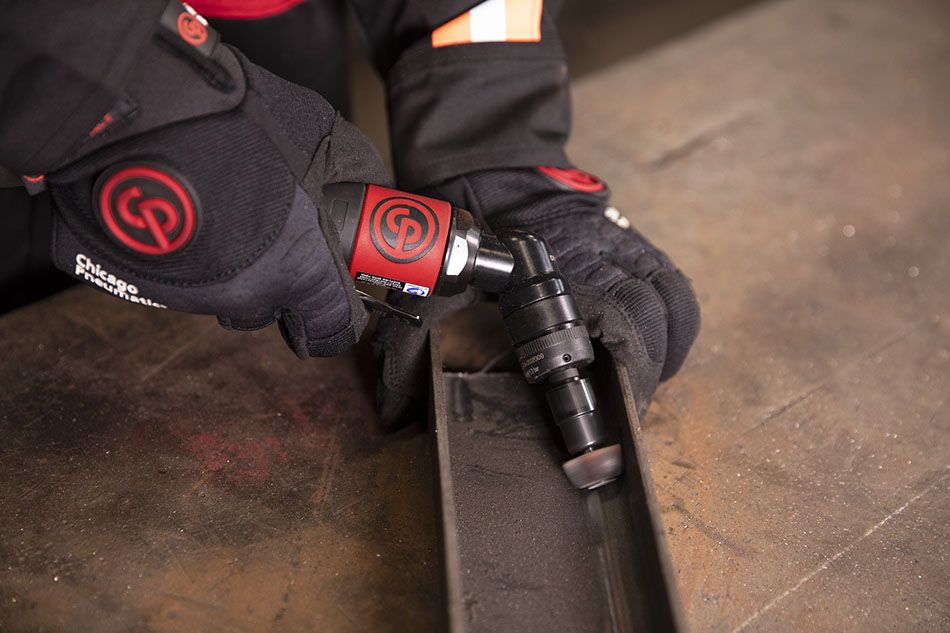 Chicago Pneumatic 7408 1/4" Quiet 120° Angle Die Grinder, .32 HP, 23,000 RPM - MPR Tools & Equipment