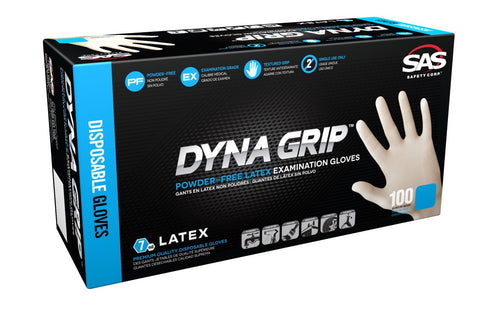 SAS Safety Corp. 650-1005 Dyna Grip Powder-Free Exam Grade Latex Gloves
