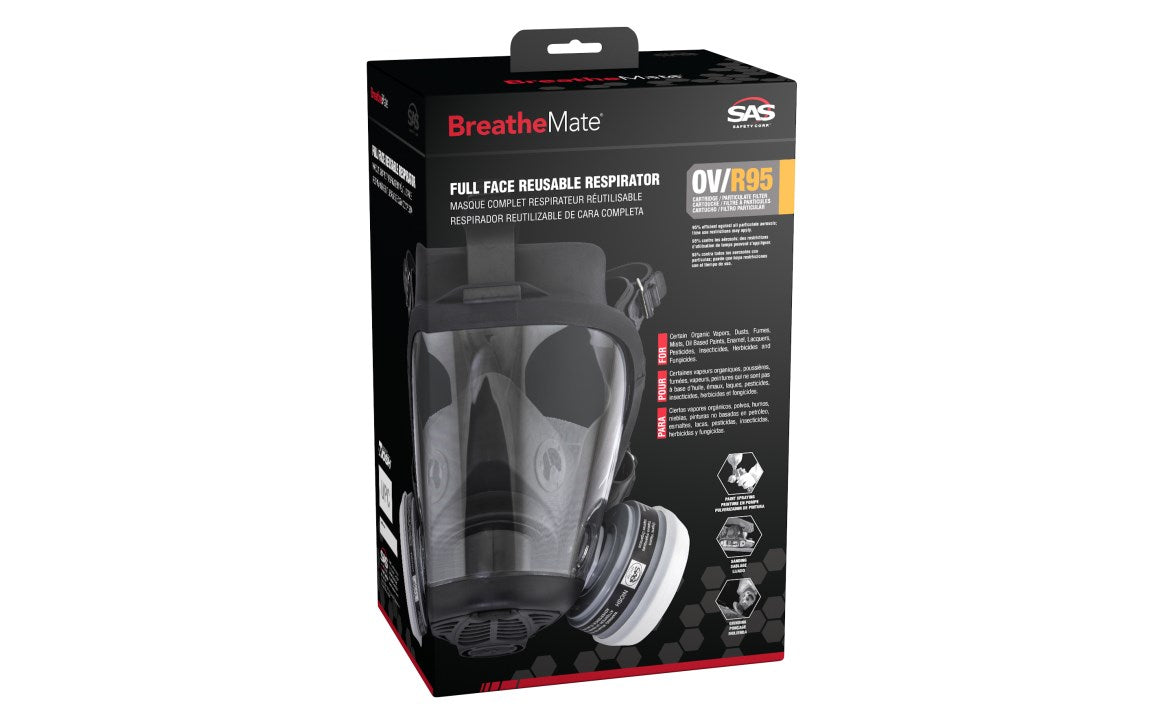 SAS Safety 312-3215 BreatheMate OV/R95 Full-Face Respirator (Large) - MPR Tools & Equipment