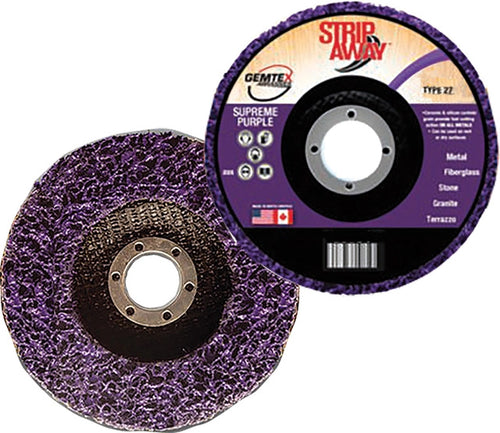 Gemtex Abrasives 56065 5" Type 27 Strip Away® Silicone Carbide Discs, Supreme (Purple), 7/8" Hole, Pack of 5 - MPR Tools & Equipment