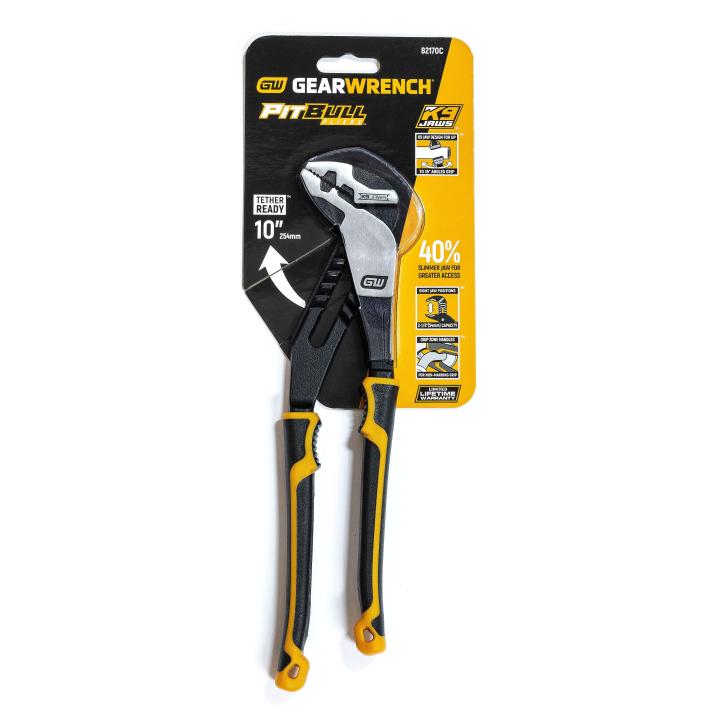GearWrench 82170C 10" PITBULL K9™ Straight Jaw Dual Material Tongue and Groove Pliers - MPR Tools & Equipment