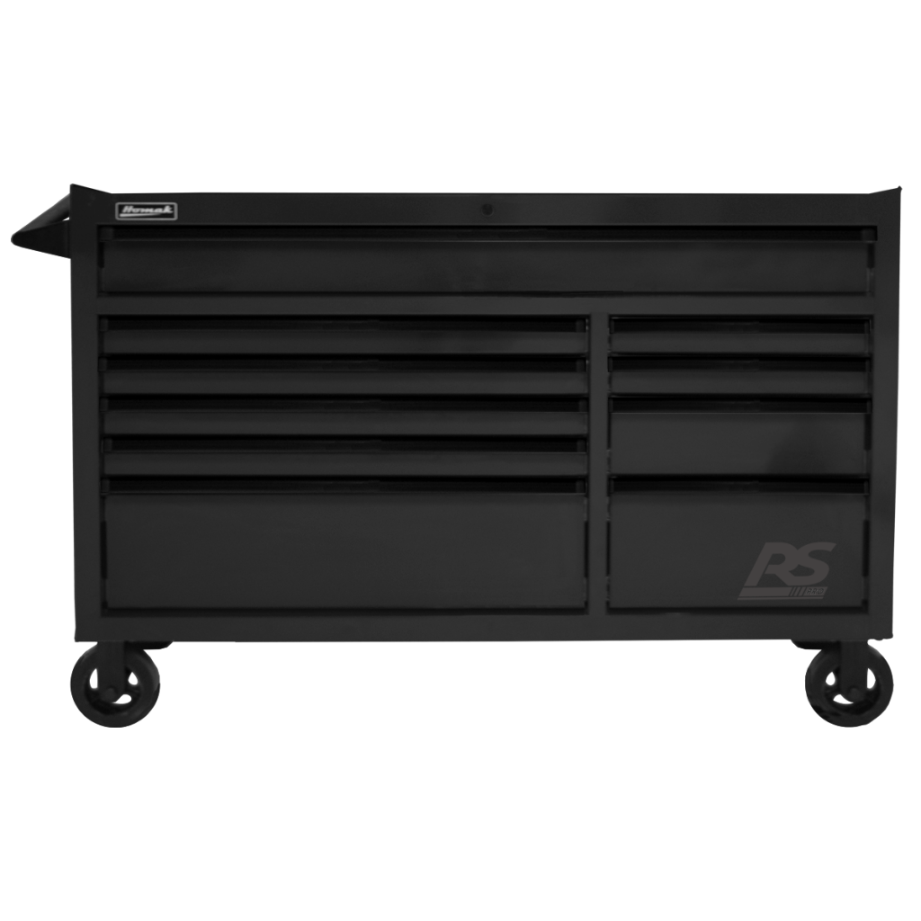 Homak BK04054010 54" RS Pro 10 Drawer Rolling Cabinet - Black - MPR Tools & Equipment