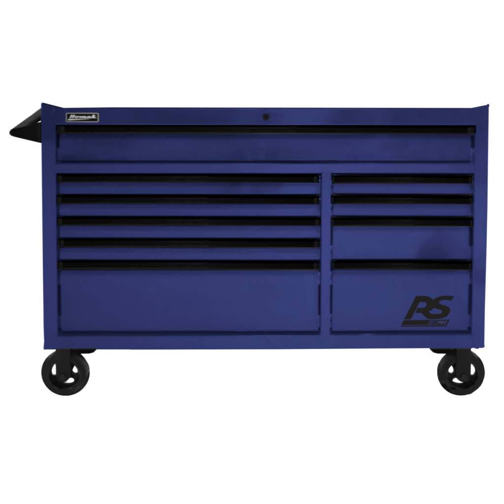 Homak BL04054010 54" RS Pro 10 Drawer Rolling Cabinet - Blue - MPR Tools & Equipment