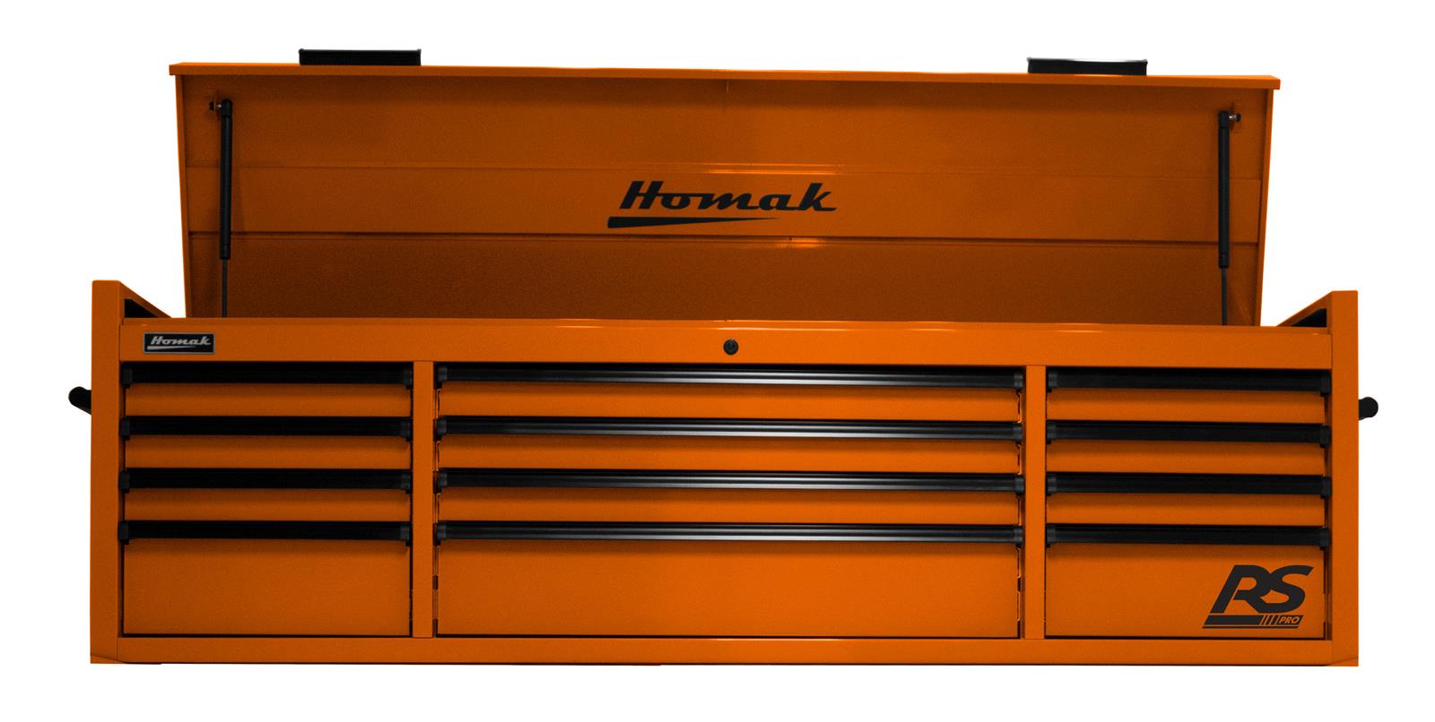Homak OG02072120 72" RS Pro Series 12-Drawer Top Chest - Orange - MPR Tools & Equipment