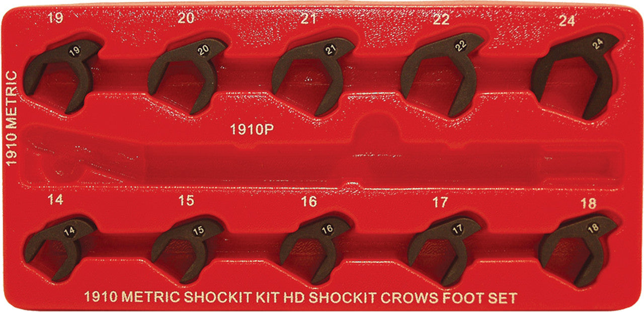 LTI Tools 1910 10pc Metric Shockit Crows Foot Set - MPR Tools & Equipment