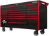 Extreme Tools DX722117RCBKRD 17 Drawer Black W/Red Pulls Triple Bank Roller Cabinet, 72"W x 21"D - MPR Tools & Equipment