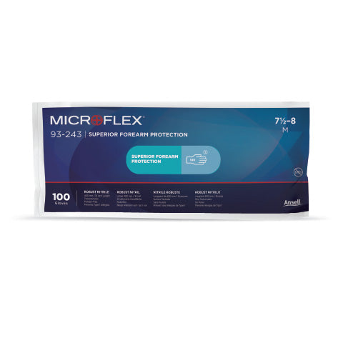 Microflex 93243080 Extra Long Nitrile Disposable Glove, Medium - MPR Tools & Equipment