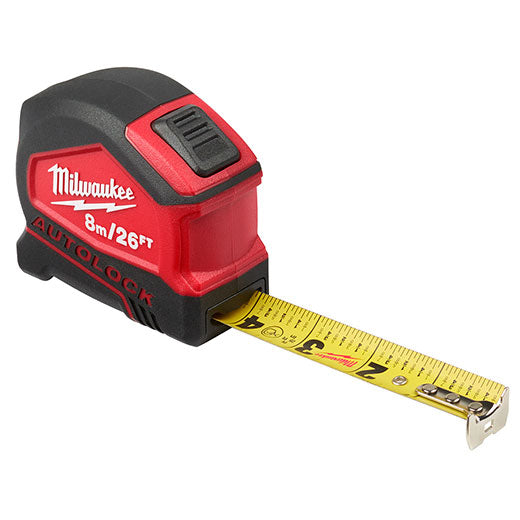 Milwaukee 48-22-6826 8m/26ft Compact Auto-Lock Tape Measure - MPR Tools & Equipment