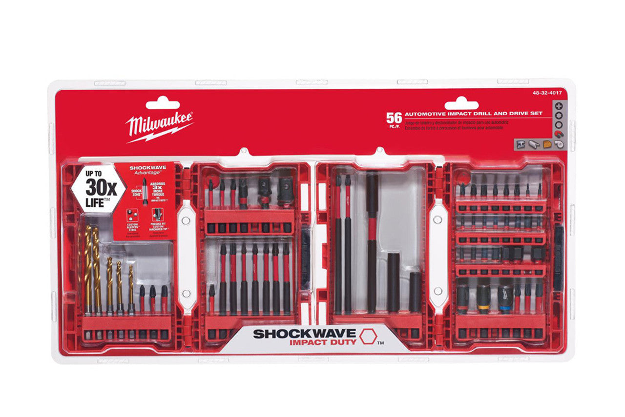 Milwaukee 48-32-4017 56 Pc. Shockwave Automotive Impact Drill and