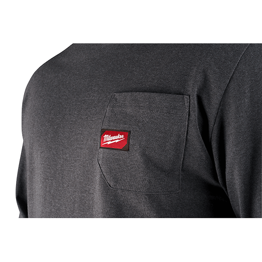 Milwaukee 602G-L Long Sleeve Heavy Duty Pocket T-Shirt - Gray, Large - MPR Tools & Equipment