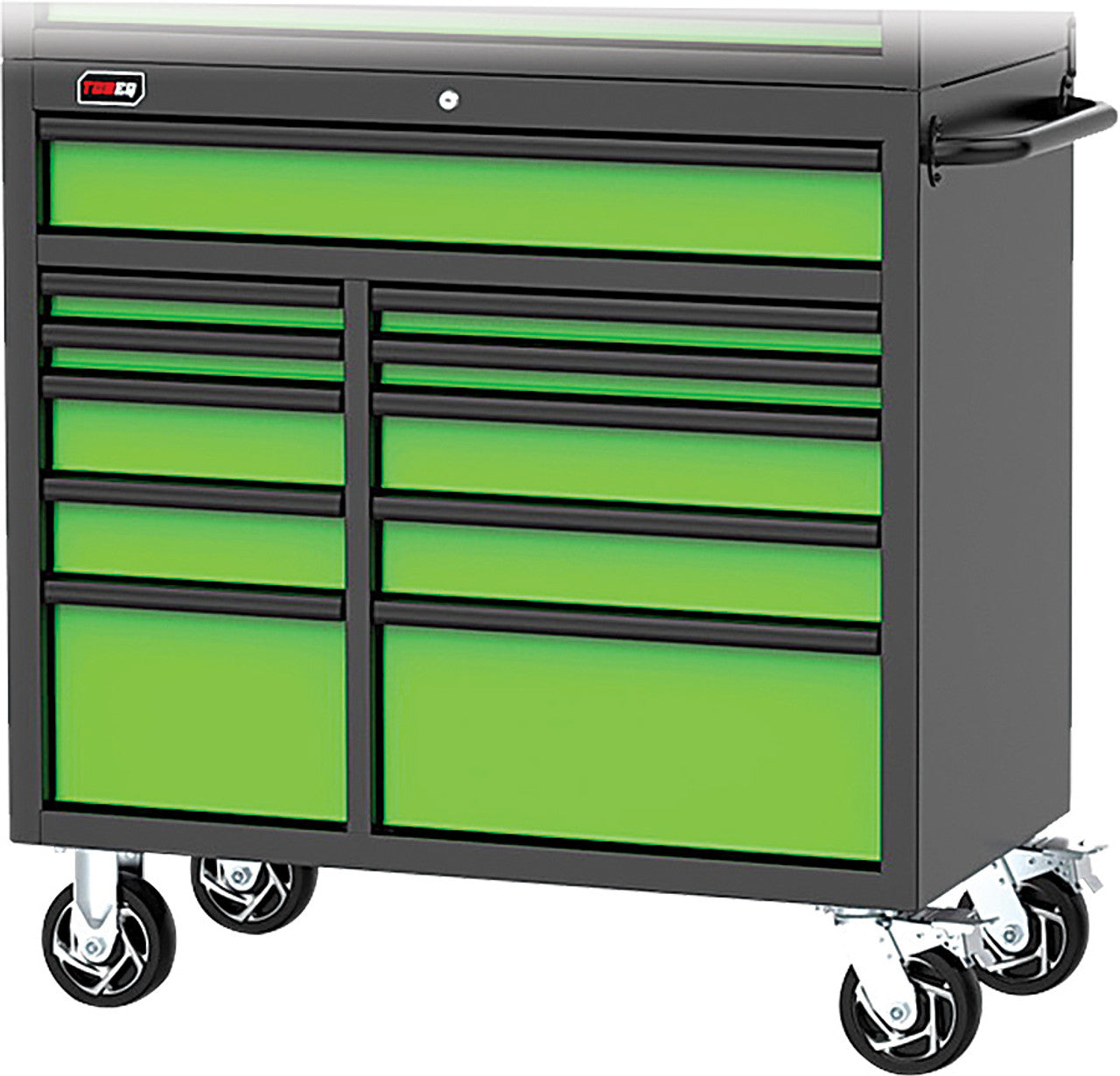 Tobeq RCBT411121LGBK-PROMO 41" Rolling Cabinet + FREE Tobeq TCBT410421LGBK 41" Top Chest (Lime Green/Black)
