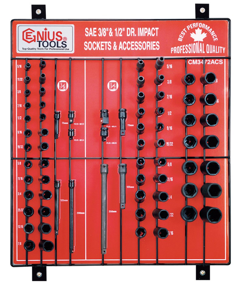Genius Tools GNSCM3472ACS DISPLAY 72PCS 3/8" & 1/2"DR - MPR Tools & Equipment