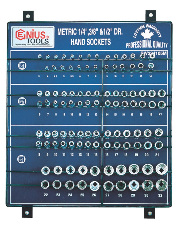 Genius Tools GNSSW234105M DISPLAY 105PCES 1/4"-3/8"-1/2" - MPR Tools & Equipment