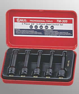 Genius Tools GNSTM305 5 Pcs 3/8" Dr. Triple Square Head Driver Set - MPR Tools & Equipment