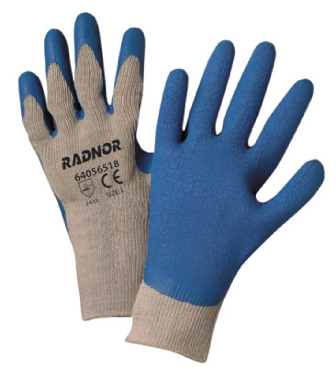 Ceco RB2101B-L (2) Work Gloves Polyester/Cotton 10 Gauge Blue Latex Palm Coated L - MPR Tools & Equipment