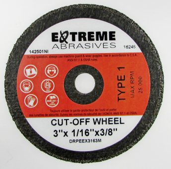 Extreme Abrasives RD59105-50 (50)SMALL DIA.CUT-OFF WHEEL 3x1/16x3/8" T1 A36-R-BF - MPR Tools & Equipment