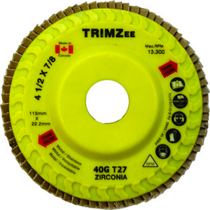 Extreme Abrasives RD39725 FLAP DISC 4-1/2"x7/8" COMPACT Z3 TRIMMABLE 80 GRIT - MPR Tools & Equipment
